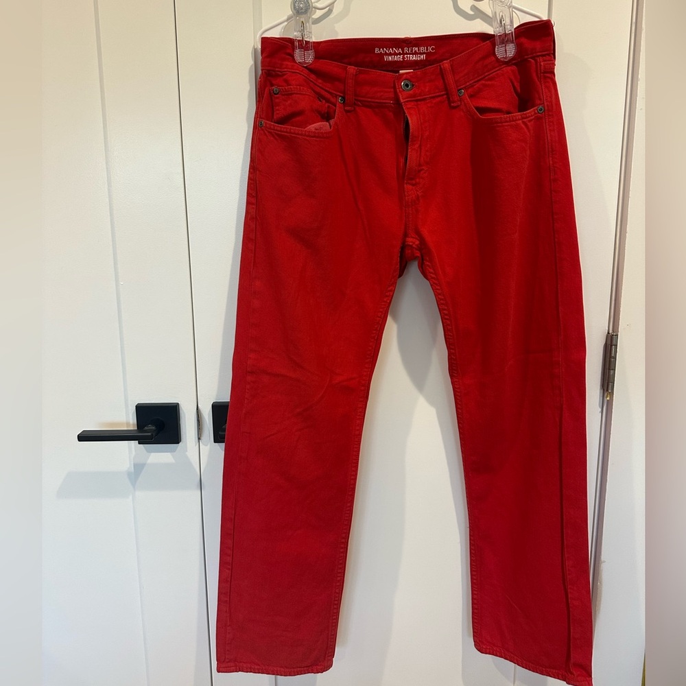 Banana Republic Men's Bold Red Slim Straight Jeans